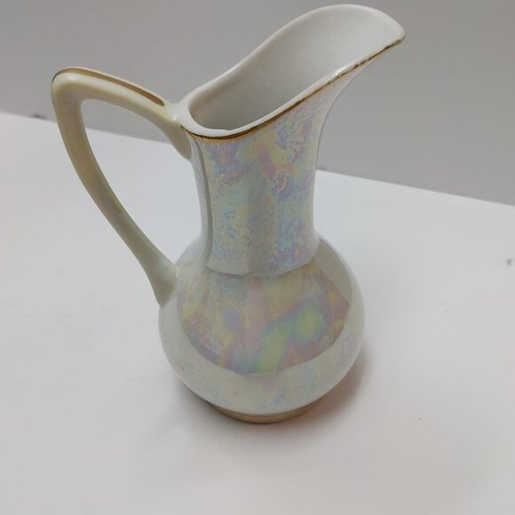 Vintage Pearlescent Porcelain Hand Painted Lusterware Pitcher 5" Japan - Picture 3 of 6